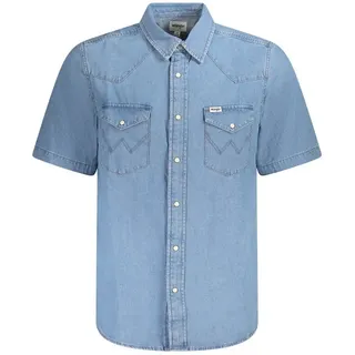 Wrangler Langarmhemd Stylisches Blaues Kurzarm-Jeanshemd für Herren im Western-Look S