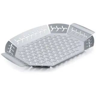 Weber Premium Grillkorb - Groß (36 x 26cm), Hitzebeständige & spülmaschinenfeste BBQ Grillschale aus Edelstahl, Ideal für Beilagen (Fleisch, Gemüse), für alle Grilltypen geeignet - Silber (6678)