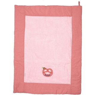 Krabbeldecke Brezel mit Tirolerhut, rosa, 70x90 cm, weich gepolstert, kleines Packmaß - ideal für unterwegs, 100% ÖkoTex Baumwolle