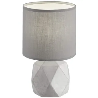 Reality Leuchten LED Tischleuchte, LED wechselbar, Warmweiß, klein-e Nachttischlampe mit Beton-fuß, Stoff Lampenschirm Grau H: 28cm grau