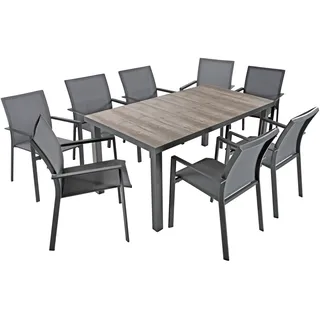 Garden Pleasure Sitzgruppe Rana, grau Kunststoff, Metall, 9-teilig