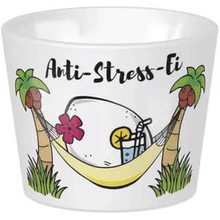 Sheepworld Eierbecher mit Motiv Anti-Stress-Ei | 4 cm x 5 cm, Porzellan, spülmaschinengeeignet | Geschenk, Ostern, Geburtstag | 45380