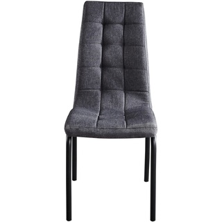 SIT Möbel Esszimmer-Stuhl, 2er-Set | Sitz+Rücken gepolstert | Bezug Stoff dunkelgrau | Stahlbeine schwarz | B42xT58,5xH103cm | 19000-05 |  Serie STUHL