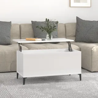 KTHLBRH Kleiner Wohnzimmertisch Couchtisch mit stauraum Couchtisch Hochglanz-Weiß 90x44,5x45 cm Holzwerkstoff