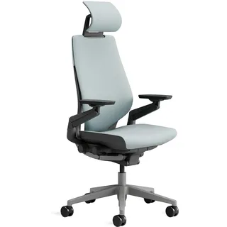 Steelcase Gesture Ergonomischer Bürostuhl mit 360° Armlehnen, 3D-Live Back Lumbalstütze, anpassbarer Kopfstütze Sturmhorizont, 66 x 62.5 x 107