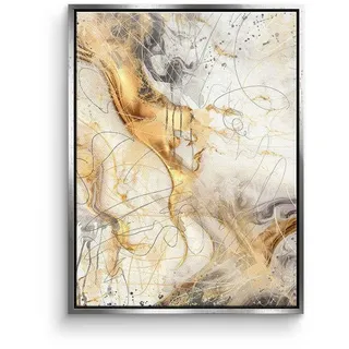 DOTCOMCANVAS® Leinwandbild White Magic, Leinwandbild Abstrakte Kunst moderne Kunst hochkant gold beige weiß silberfarben