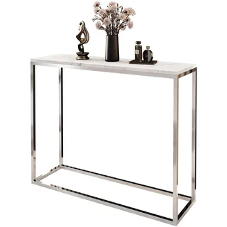 Lookway Konsolentisch MODERN LEVANTO – Marmoroptik Tischplatte, Chrom Gestell, Moderner Beistelltisch oder Flurtisch, 80/100 cm breit (Breite: 100 cm)