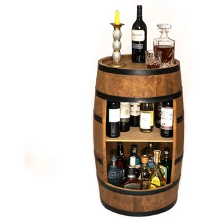 CREATIVE COOPER Weinfass Stehtisch - Mini Bar Regal Rund - Alkohol Shrank Flaschenregal Holz Regale - Holzfass Deko - Hausbar Theke - Fassmöbel - Wine Rack - Möbel Wohnzimmer - Fassbar 80Cm (Wenge)