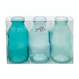 Sandra Rich Dekovase SANDRA RICH. GLAS VASE BOTTLE klein 3 Flaschen ca 10,5x5cm blau