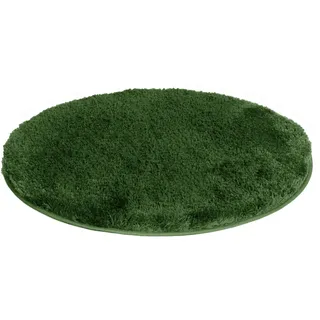 Möve Badematte Superwuschel, Badvorleger, Badezimmer Teppich, Höhe 40 mm, rutschhemmend beschichtet, schnell trocknend, strapazierfähig, fußbodenheizungsgeeignet, Polyester, rund, Mikrofaser-Badematte, Badteppich, rechteckig, rund & als 3-tlg. Set grün rund | Ø 80 cm x 40 mm