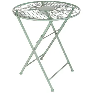 Spetebo Metall Klapptisch in antik grün - 71x60 cm - Garten Bistro Tisch Balkontisch Beistelltisch rund