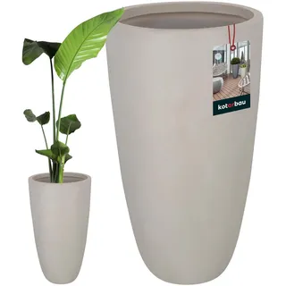 KOTARBAU® Blumenvase hoch Blumentopf Grau Fiberclay Ecolite Höhe 78 cm ⌀ 42 cm Moderne Vase Beton Optik Bodenvase groß für Blumen Blumenvasen modern für Wohnzimmer Garten Balkon schöne Vasen Deko