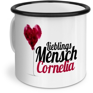 printplanet Emaille-Tasse mit Namen Cornelia - Metallbecher mit Design Lieblingsmensch - Nostalgie-Becher, Camping-Tasse, Blechtasse, Farbe Schwarz