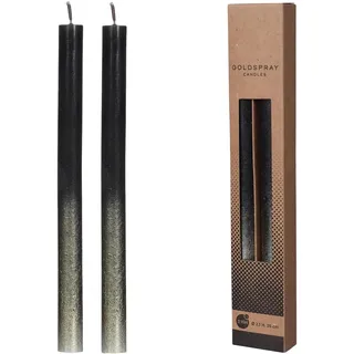 Dekorative Stumpenkerzen mit metallischem Gold Glitter, 2er Set Glitzer Kerzen (Schwarz)
