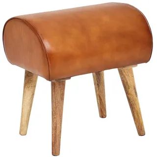 FineBuy Sitzhocker Echtleder 45 x 53 x 40 cm Braun