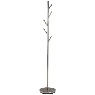 Home4You Kleiderständer Garderobenständer, Höhe 170 cm, Edelstahl, mit 5 Haken, Ø 30 cm grau