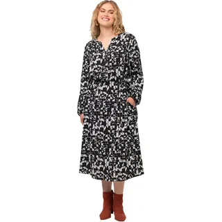 Ulla Popken Damen große Größen Übergrößen Plus Size Kleid, Tunnelzug, Tunika-Ausschnitt, Taschen, Langarm 822137 - 46-48 Große Größen
