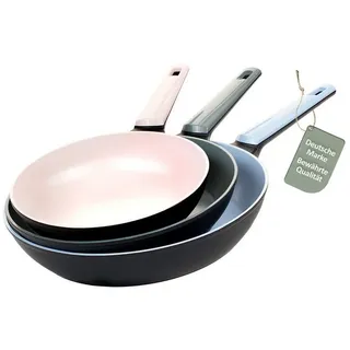 Genius Pfannen-Set Cerafit Trend Pastell Edition 3 tlg. Keramik Antihaft Bratpfannen, (Set, 20, 24 und 28 cm Pfanne), Robust, hitzebeständig & spülmaschinenfest