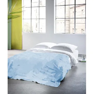 Plaid FLEURESSE "Plaid", blau (bleu), B:180cm L:270cm, Baumwolle, Leinen, Wohndecken, Halbleinen, in Gr. 180x270 cm, Plaid