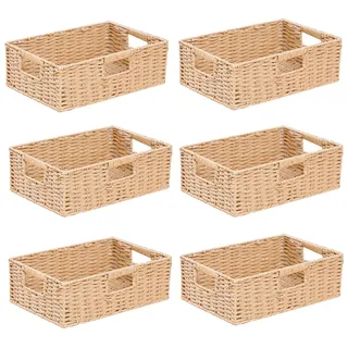 Geflochtener Korb 1 Stück 38 * 26 * 13CM Rechteckiger Rattan Korb Temple Dekokorb Stapelbare Wasserhyazinthe Organizer Körbe Makramee Box für Geschenkekorb Brotkorb Snacks Aufbewahren(20#)