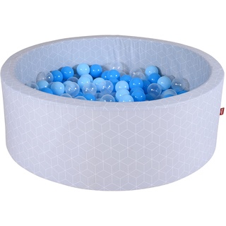 Knorrtoys 68190 - Bällebad soft - "Geo cube grey" - 300 Bälle soft blue/blue/transparent