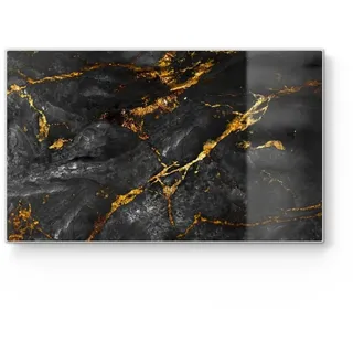 DEQORI Schneidebrett 'Veredelter Naturstein', Glas, Platte Frühstücksbrett Schneideplatte goldfarben|schwarz 23 cm x 14 cm