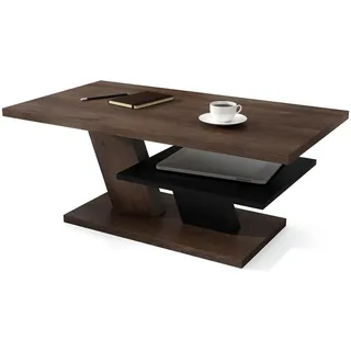 designimpex Couchtisch, Braun, Schwarz, Holzwerkstoff, 110x45x60 cm, Wohnzimmer, Wohnzimmertische, Couchtische