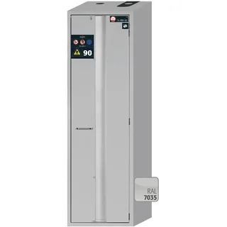 Asecos S-Phoenix-90 Sicherheitsschrank mit Falttür, Türfeststellanlage Türanschlag Rechts und Profilzylinderschließung, Lichtgrau, 596mm Breite, 616mm Tiefe, 1968mm Höhe