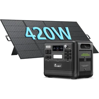 FOSSiBOT F2400 Solargenerator mit Solar panel 400W, 2048Wh, LiFePO4 Tragbare Powerstation, 3 Ausgang AC 2400W (4800W Peak), 1100W Schnellladung, Power Station für Camping, Reisen