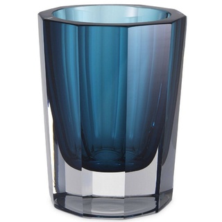 Casa Padrino Luxus Deko Glas Vase Blau Ø 11 x H. 15 cm - Elegante handgefertigte 8-eckige Blumenvase - Deko Accessoires