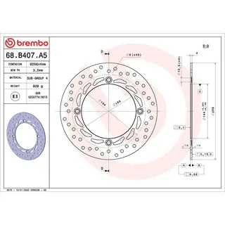 Brembo 68B407A5 vorne gelocht 256mm 4mm