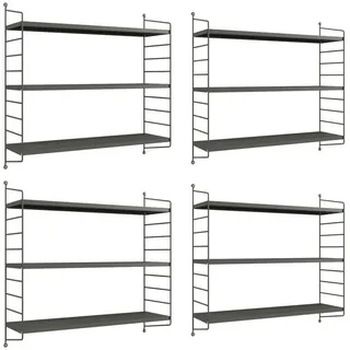 [en.casa] Modulares Wandregal 4er Set Hängeregal 3 Regalböden Anthrazitgrau