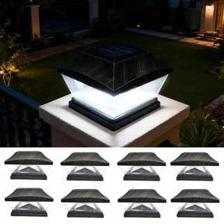 XRR 8 Stück Solar pfostenkappen Lichter 7x7 8x8 9x9 10x10 12x12 15x15 Led Pfostenkappe Zaun Lichte,Pfostenleuchte, IP65 Wasserdicht Zaunpfosten Lampe für hölzerne metall Pfosten Garten Deko-Bronze