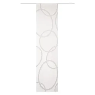 HOME WOHNIDEEN 84990 | Schiebegardine PINALO, Leinenstruktur, Scherli-Motiv, 245 x 60 cm (Höhe x Breite), Farbe: (grau)