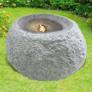 Gartenbrunnen Brunnen Zierbrunnen Zimmerbrunnen Springbrunnen Brunnen Granit-QUELLSTEIN mit LED-Licht 230V Wasserfall Wasserspiel für Garten, Gartenteich, Terrasse, Balkon Sehr Dekorativ