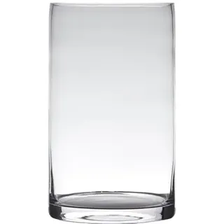 Dekoglas, Vase Zylinder Cold Cut H. 40cm D. 15cm transparent rund Glas Hakbijl