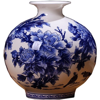 RTYHN Vintage Porzellan-Vase,Blau und Weiß Porzellanvase,Dekorative Vase für Blumen,China Ming-Stil