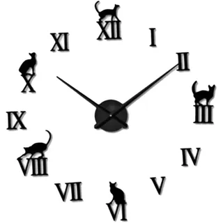 IMIKEYA Große Acryl Spiegel Wanduhr für Heimdekoration, Schwarz | Leiser Uhrwerk Kern, Einfache Montage, für Wohnzimmer und Arbeitszimmer, Modernes Design