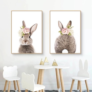 CULASIGN 2er Set Bilder Kinderzimmer Deko | Premium Kaninchen Poster | Ohne Bilderrahmen | Wandbilder Junge Mädchen | Babyzimmer Kinderzimmer Deko | Wandposter (HI,50x70cm)