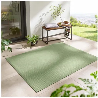 TaraCarpet Teppich Regina Teppich aus robustem Flachgewebe für In und Outdoor, rechteckig, Höhe: 7 mm, Küche Wohnzimmer Terrasse Garten Balkon uni grün 140x200 grün rechteckig | 140 cm x 200 cm x 7 mm