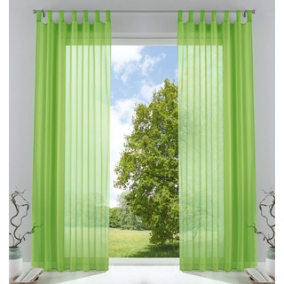 2er-Pack Gardinen Transparent Vorhang Set Wohnzimmer Voile Schlaufenschal mit Bleibandabschluß HxB 245x140 cm Apfelgrün, 61000CN