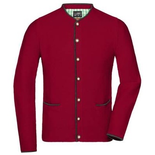 Men's Traditional Knitted Jacket Strickjacke im klassischen Trachtenlook rot/grau/grün, Gr. XL