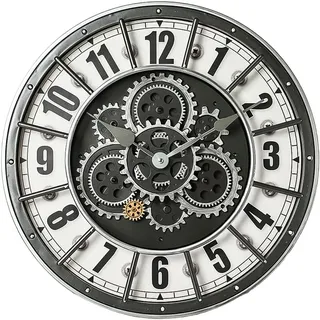 18-zoll-wanduhr Mit Beweglichen Zahnrädern, Große, Übergroße Steampunk-industriedekoration, Antike Metallwanduhren Mit Großen Ziffern Für Küche, Büro Oder Wohnzimmer (silberweißes Industriemetall)