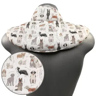 Nackenhörnchen mit Stehkragen Bio-Stoff "Liebe Hunde". Kirschkernkissen| Nackenkissen Körnerkissen Wärmekissen - Ein sehr wohliger Nackenwärmer