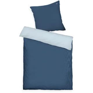 Tom Tailor FINE Stripes Satin Blau 135 x 200 cm + 2 x 80 x 80 cm