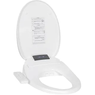 Kwanner Smart Bidet Beheizter Toilettensitz, WC Dusche mit Selbstreinigungsfunktion, Warmwasser & Trockner, Nachtlicht, Verstellbarer Wasserdruck, Einfache Montage (Weiß)