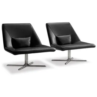 JVmoebel Loungesessel Designer-Ledersessel im italienischen Stil, schwarz-silberne Akzente (Packung, 2-St., Luxuriöses Designer-Ledersofa – im italienischen Stil 1-Sitzer), Made in Europa schwarz