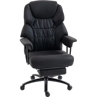 HOMCOM Bürostuhl mit Massagefunktion, Ergonomisch Schreibtischstuhl mit 3D-Knetmassage, Liegefunktion, Hoher Rückenlehne, Höhenverstellbar Drehstuhl Chefsessel aus Kunstleder Schwarz   Aosom