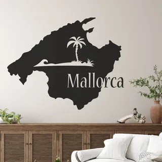 GRAZDesign Wandtattooo Mallorca Spanien Landkarte, Wandaufkleber Wohnzimmer Klebefolie - 50x40cm / 070 schwarz