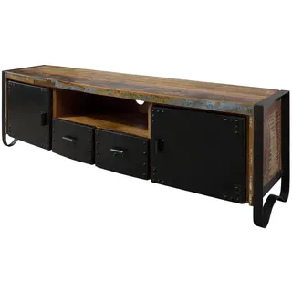 Massivmoebel24 INDUSTRIAL TV-Board 178x43x55 cm Mehrfarbig Holz/Metall/Massivholz